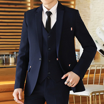 Casual suit mens Korean version of the trend two-piece suit groom wedding best man group dress formal jacket British