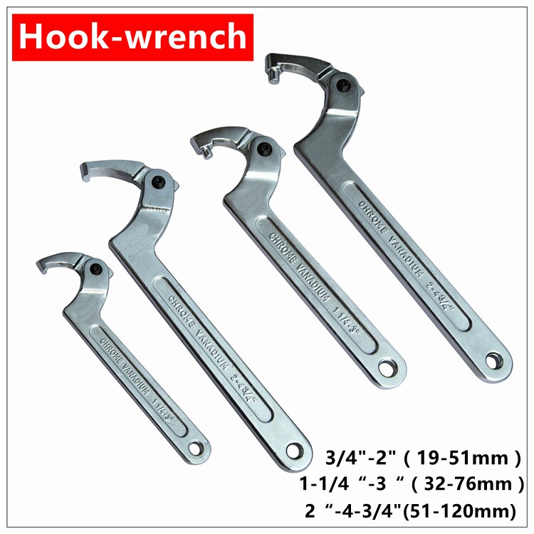 Side Hole Round Nut Adjustable Hook Type Active Adjustable Wrench Round Head Hook Shaped Hook Head Crescent Wrench