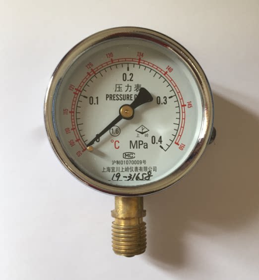 上海宜川上岭压力表Y60新标径向0-0.4MPa上海申安手提灭菌器配件