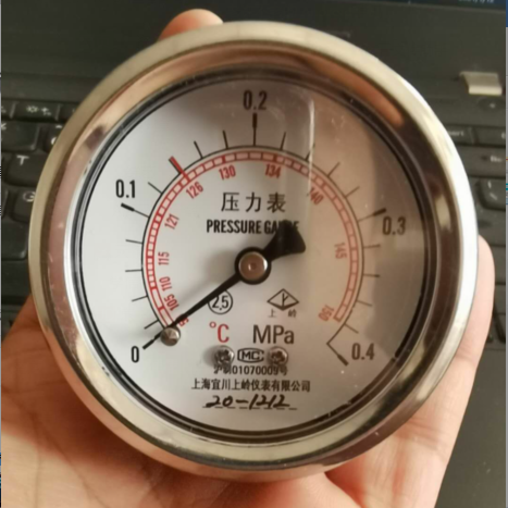 上海宜川上岭压力表Y-60Z轴向0-0.4MPa上海申安立式灭菌器配件