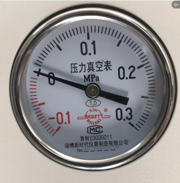 淄博新时代压力真空表-0.1-0.3MPA山东新华立式压力蒸汽灭菌器