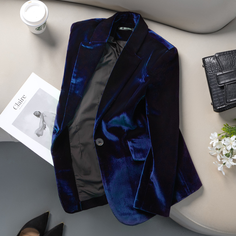 Velvet Blazer for Women, Autumn/Winter 2026 New Style, Elegant and Stylish Top for Petite Women, High-End Feel