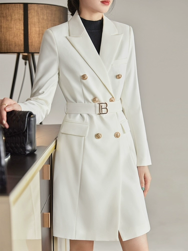 Белый пиджак классического кроя, сексуальное платье, французский стиль, изысканный стиль