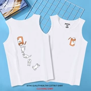 Ngón giữa vest áo vest nam thương hiệu thủy triều in siêu lửa lưới đỏ vest vai sinh viên cotton giản dị mùa hè không tay áo thun - Áo vest cotton