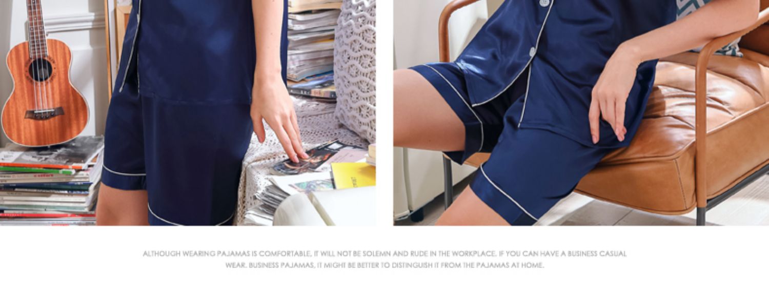 Bộ đồ ngủ mùa hè dành cho nữ ngắn tay áo lụa gợi cảm - Bộ Pajama thời trang nữ cao cấp