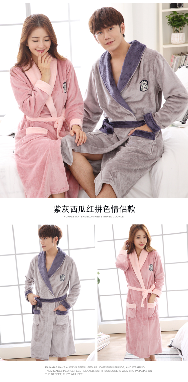 Coral nhung mùa đông áo ngủ nữ dày vài bộ đồ ngủ dài flannel áo choàng tắm nam áo choàng tắm mùa xuân và mùa thu dịch vụ nhà áo ngủ nam