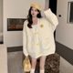 Soft and Lazy Style Sweater Coat for Women, Spring and Autumn Loose Design, Niche Sweet Mid-Length Knitted Cardigan Top