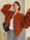 American-Style Stand-Collar Corduroy Baseball Jacket for Women, Spring, Autumn, and Winter, Padded and Thickened, Pleated, Loose Short Jacket