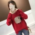 Phiên bản hàn quốc 2019 của phụ nữ mới rất áo len cổ tích mùa thu đông mùa đông nước ngoài hoang dã lười biếng thả lỏng áo len đáy - Áo len áo kiểu nữ hàn quốc cao cấp Áo len