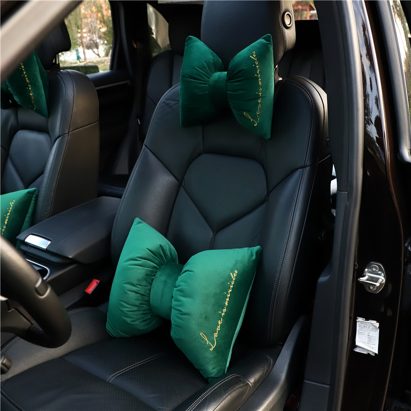 European-style lumbar support car cute neck lumbar pillow powder bow headrest pillow cushion waist car sedentary backrest