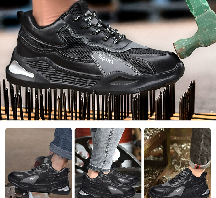Labor protection shoes for men, breathable, deodorant, lightweight safety shoes, anti-smash, anti-puncture, steel toe, soft sole, non-slip, wear-resistant work shoes