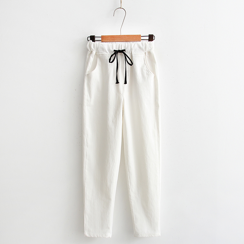 Mùa xuân 2018 mới cotton và vải lanh chín quần phụ nữ lỏng lẻo quần thun eo với chân nhỏ quần harem quần thủy triều quần baggy kaki nữ