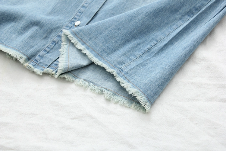 Mùa xuân và mùa thu mới Nhật Bản retro viền denim áo sơ mi nữ dài tay áo sơ mi dài tay Hàn Quốc