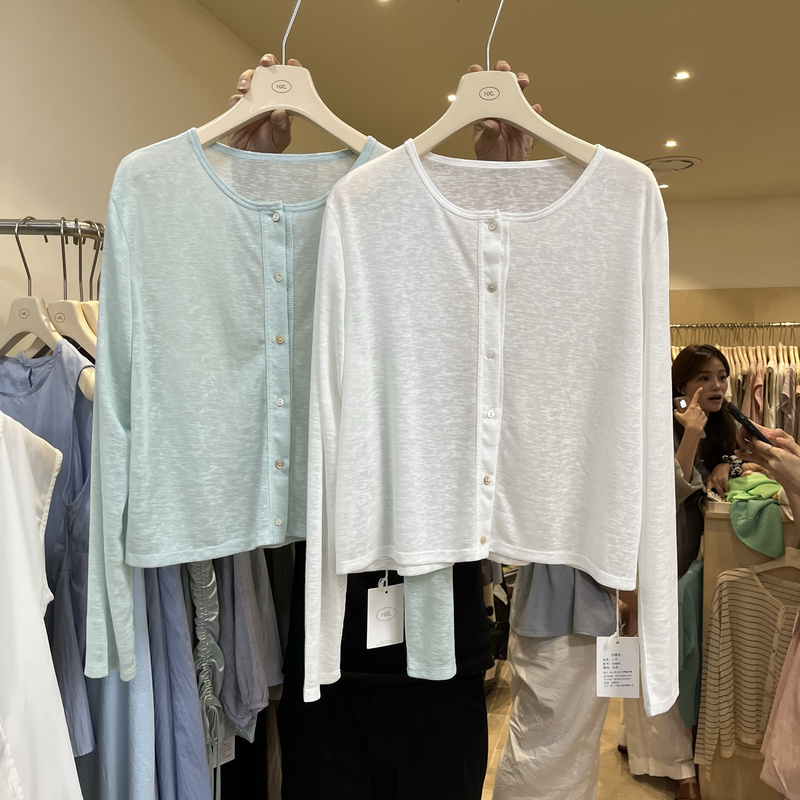 Korean-Style Snowflake Cotton Sun-Protective Cardigan for Women, 2026 Summer New Cool Round-Neck Single-Breasted Long-Sleeve Top Jacket Trendy Korean-Style Snowflake Cotton Sun-Protective Cardigan for Women, 2026 Summer New Cool Round-Neck Single-Breasted Long-Sleeve Top Jacket Trendy