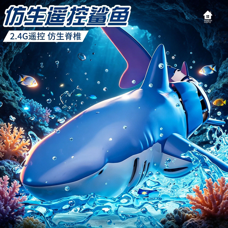 Remote Control Shark Toy Can Dive, Simulated High-Tech Cool Black Technology, Great White Shark for Boys, Children's Birthday Gift