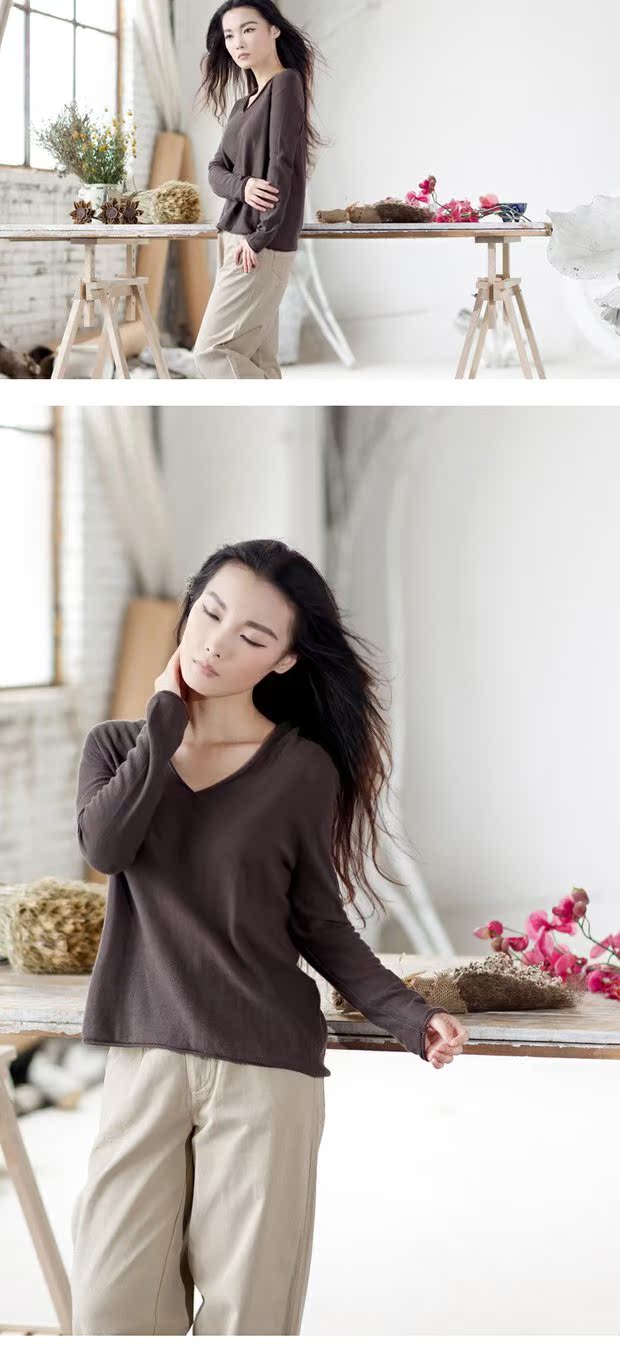 Áo len nữ mùa xuân 2018 chính hãng Siqin Adani không màu và vô vị áo len thổ cẩm