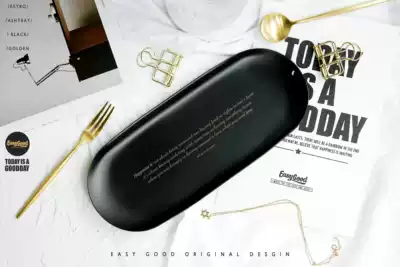 EASYGoOD original black Nordic ins Stainless steel ornaments Jewelry Home storage dessert cake tray Fairy