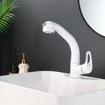 Bubble bathroom white Japanese-style pull-out basin faucet hot and cold lift rotary retractable shampoo wash face bathroom cabinet