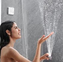 Bubble bathroom all-copper round hand-held shower spray gun hand-held shower water column two-function booster nozzle black