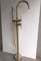 Bubble Bath Full Copper Wire Drawing Gold Entrance Wall Hot And Cold Shower Shower Faucet Bath edge Floor Leader Brass
