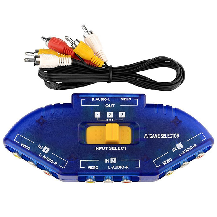 AV3 in 1 out 2 in 1 out av switcher three in one out audio and video converter to send an AV line
