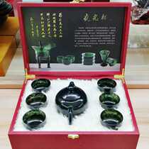 Jiuquan luminous cup Gansu specialty mandarin duck jade tea cup wine cup Qilian ink jade health cup Jiayuguan