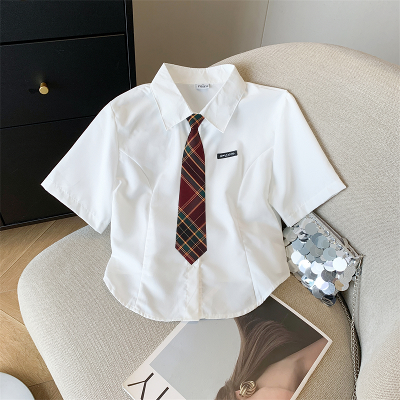 Japanese-Style Original Jk Hawthorn Tree Tie Shirt for Female Students, Summer 2026, Waist-Cinching Slim-Fit Short-Sleeve Shirt Japanese-Style Original Jk Hawthorn Tree Tie Shirt for Female Students, Summer 2026, Waist-Cinching Slim-Fit Short-Sleeve Shirt