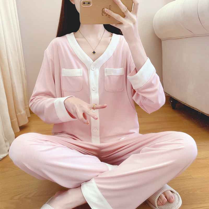 Summer modal confinement clothes thin loose sweat-absorbing pajamas for pregnant women postpartum maternity May 6 breastfeeding nursing clothes
