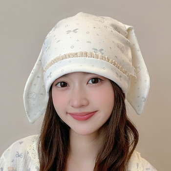 Pure cotton maternity confinement cap with windproof forehead and large head circumference