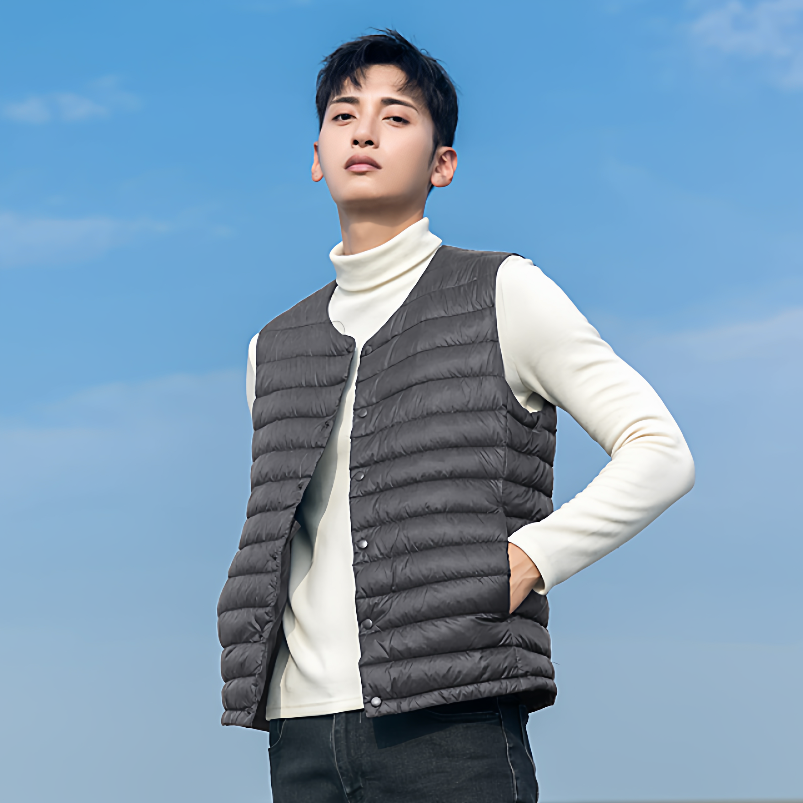 雅鹿羽绒马甲男2025新款男士圆领秋冬内穿修身保暖背心超薄款内胆
