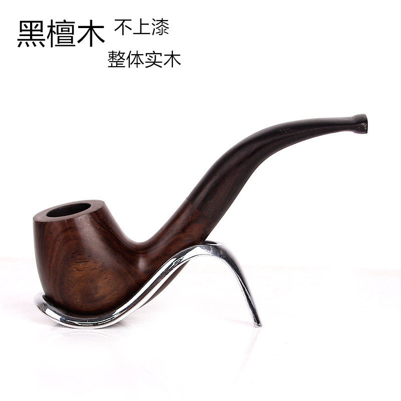 All-wood solid wood handmade pipe ebony smoking set retro old-fashioned curved hammer classical portable delivery accessories