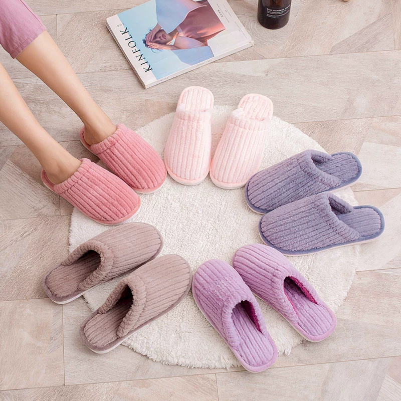 Mua một tặng một bông lau mùa đông miễn phí trong nhà dễ thương nhà Hàn Quốc đôi dép cotton nữ mùa đông dày đáy dép bông ấm - Trang chủ