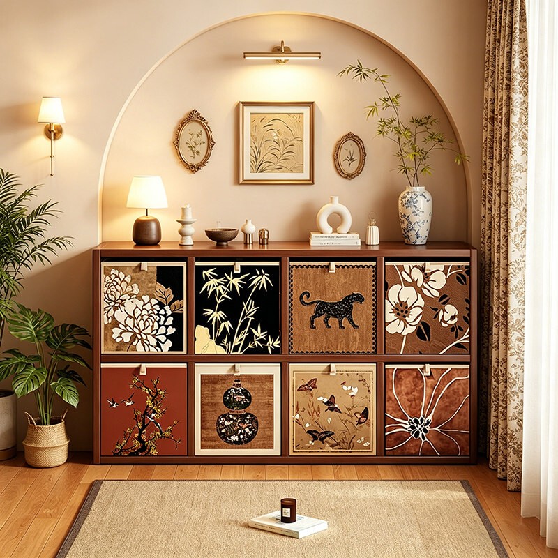 Vintage-Style Clothing Storage Box, Kalek Grid Cabinet Storage Basket, Retro Household Fabric Folding Drawer Organizer