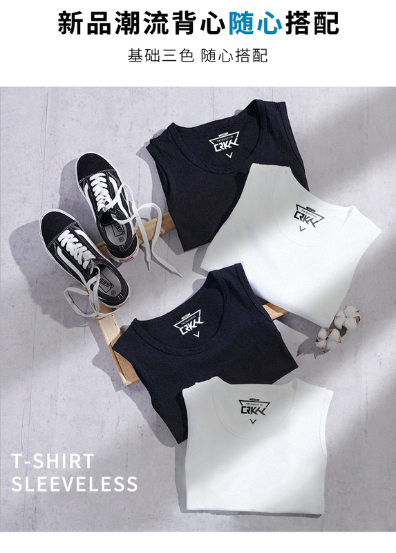 Khỉ in áo vest nam không tay cỡ lớn thả lỏng thể thao giải trí vest vai đường phố thời trang hip hop cotton - Áo vest cotton áo khoác blazer nam hàn quốc