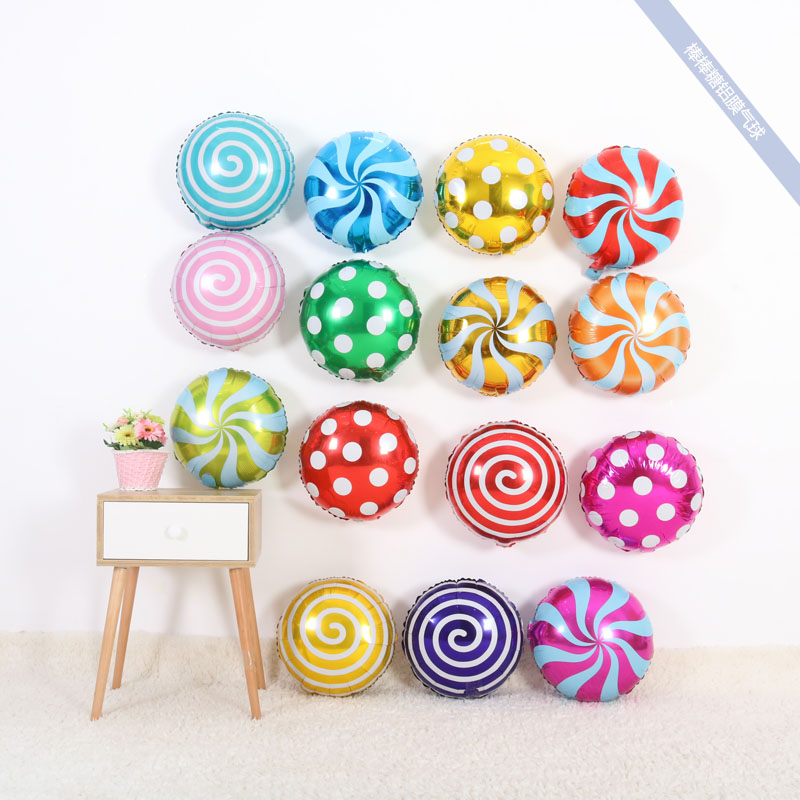 Candy aluminum film balloon baby birthday party decorated lollipop round balloon toy baby's arrangement