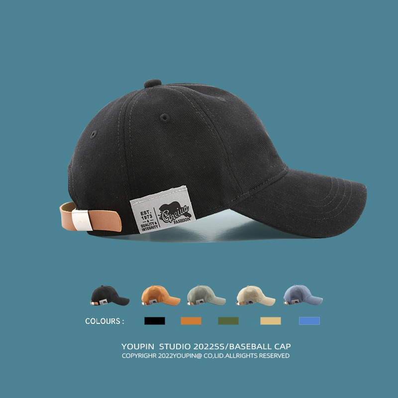 South Korea Boom Cloth Stickup Baseball Hat Men And Women Lovers 100 Hitch Spring Summer Sun Hat Retro Soft Top Pure Cotton Duck Tongue Cap
