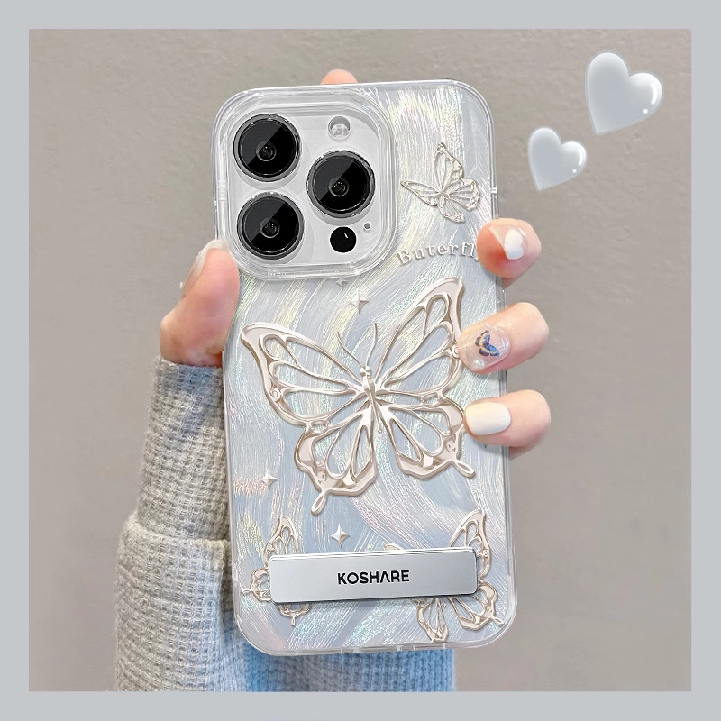 Suitable for Apple 15 Phone Case, New Model for Women, iPhone 13 /14Promax Feather Yarn Butterfly 12 Feather Yarn Case 11 Internet Celebrity Hot Style XS with Stand, High-End Feel, Anti-Drop 8/7Plus Beautiful Protective Case