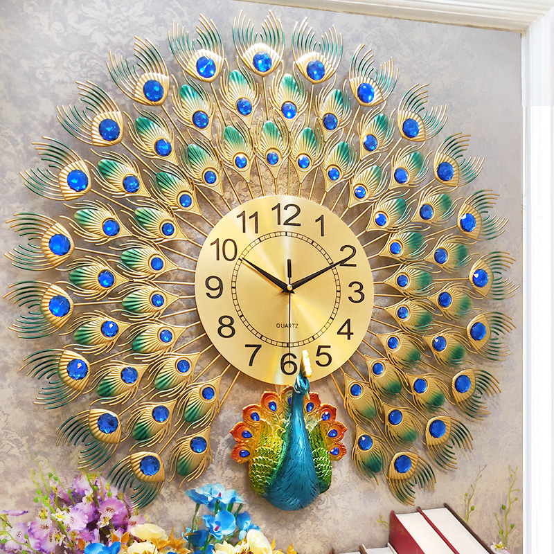 Peacock wall clock living room modern creative clock European style silent bedroom wall clock home quartz clock phoenix clock