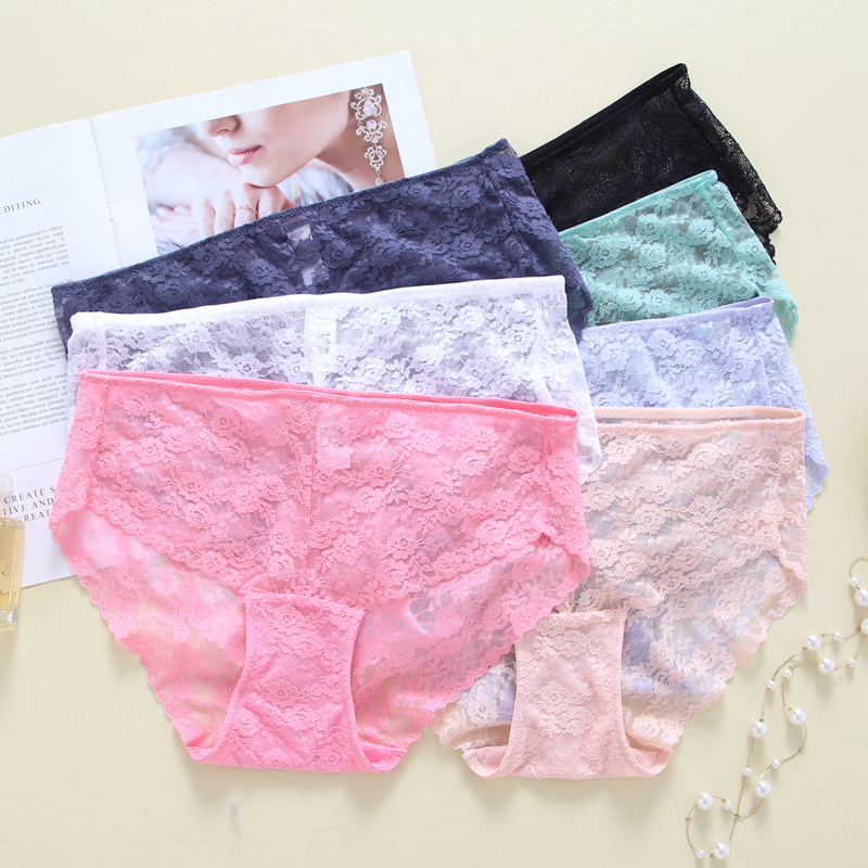 Underpants Women Summer slim fit Low waist sexy ultra-thin translucent lace Comfortable Breathable Lady Triangle Briefs