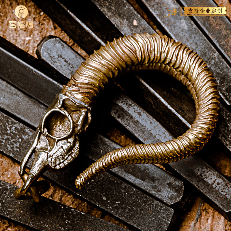 New innovation Palace style Palace style State of the wind State Chauven Worm Original Sheep Head Hooks Key Buttons Brass Goat Horn Pendant