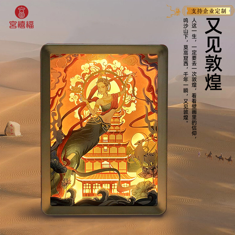 Dunhuang series paper carving lamp diy cut paper art hand table lamp small night light Forbidden City Ventron Romantic Birthday Present