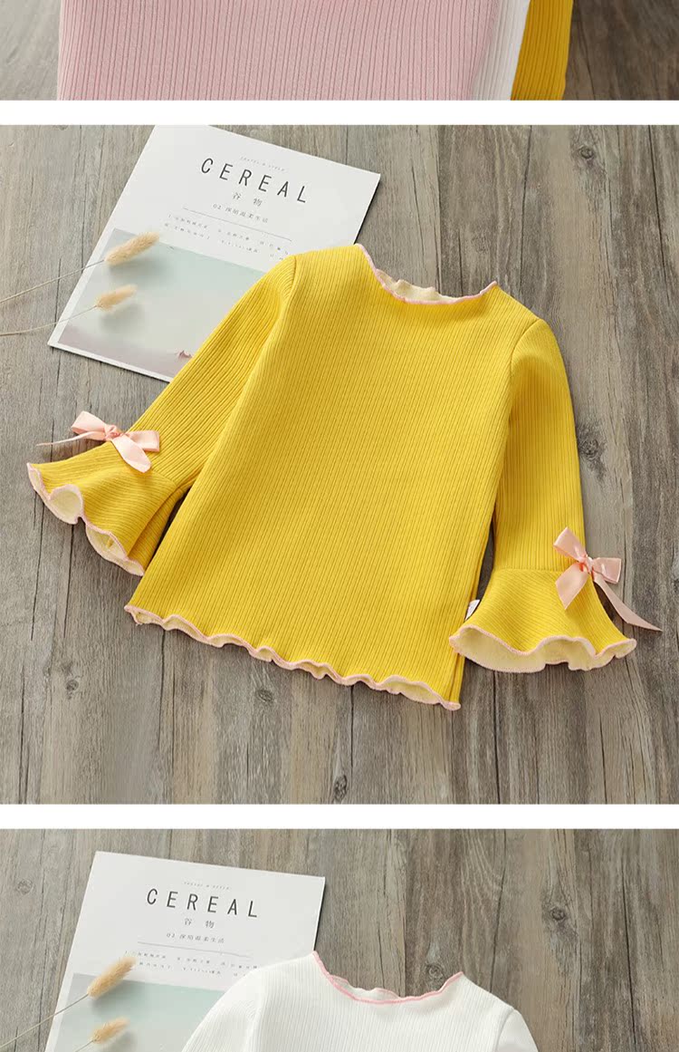 Áo sơ mi nữ mùa đông 2018 mới cộng với áo thun cotton nhung ấm áp cho bé áo sơ mi dài tay đồ bé gái