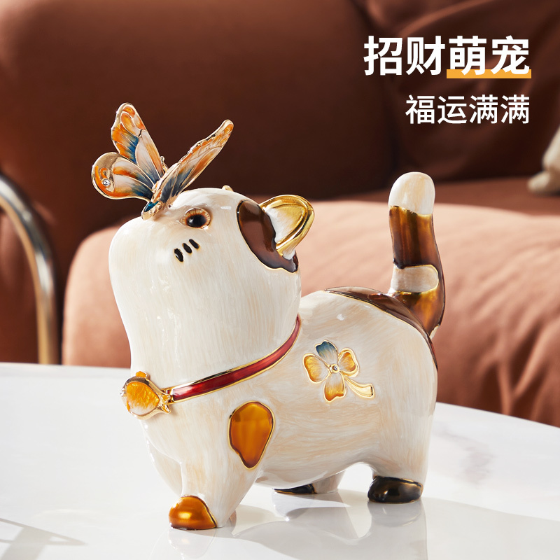 Enamel Light Luxury Modern Lucky Cat Figurine Living Room Desktop Home Decoration Cute Cat Housewarming Gift Enamel Light Luxury Modern Lucky Cat Figurine Living Room Desktop Home Decoration Cute Cat Housewarming Gift