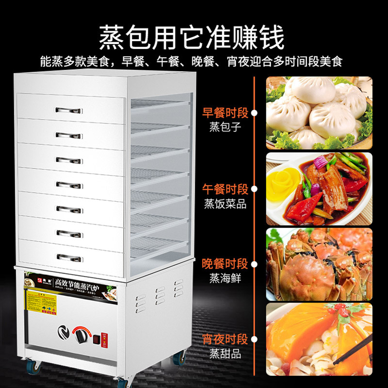 Steamed Buns Machine Commercial Steam Cabinet Small Steam Bag Cabinet Breakfast Glass Steam Box Convenience Store Electric Hot Steam Bag Stove Insulation Cabinet