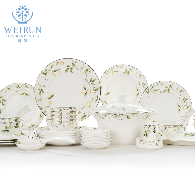 Only embellish tangshan 24 head ipads China tableware suit Chinese style household contracted on the ceramic glaze color bowl plate combination