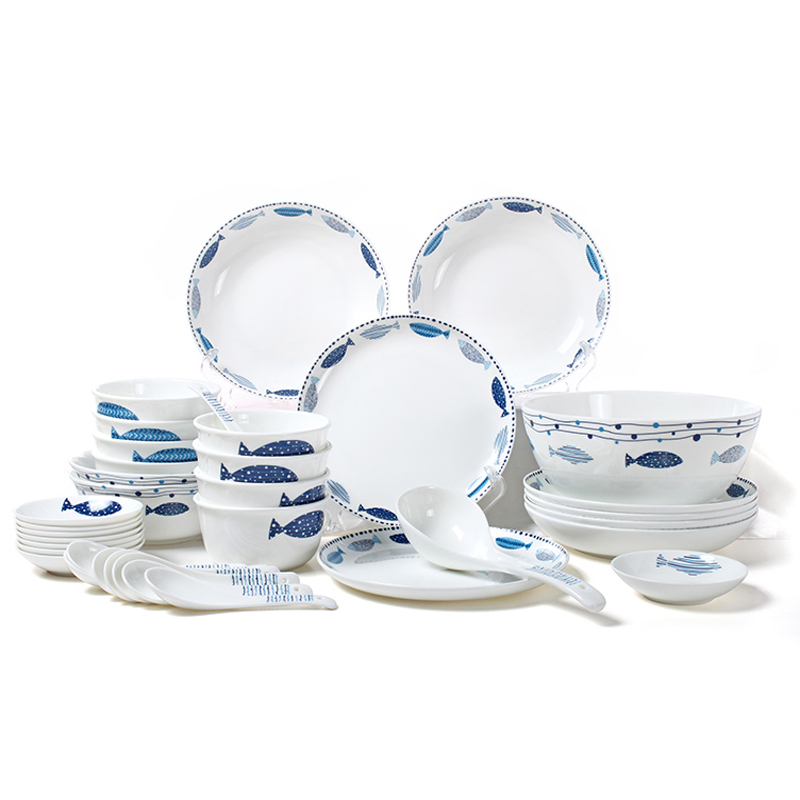 Only run 24 skull ipads porcelain tableware suit bowls Korean dishes tangshan ceramics bowl plates home look of love