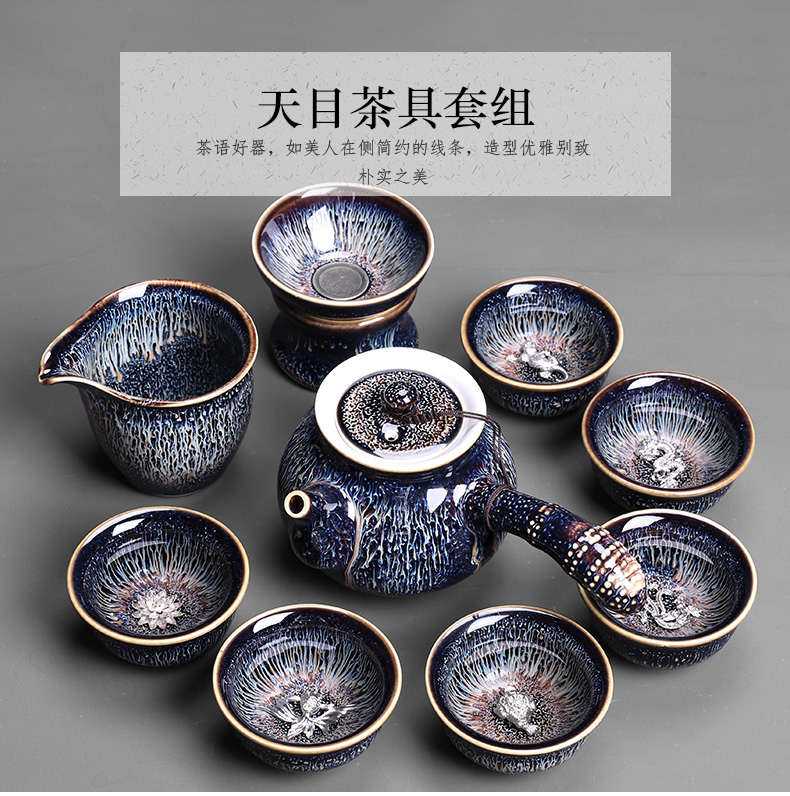 Teapot tea red glaze, suits for domestic high - grade office lounge 12 pieces of pure manual ceramic kung fu tea cups