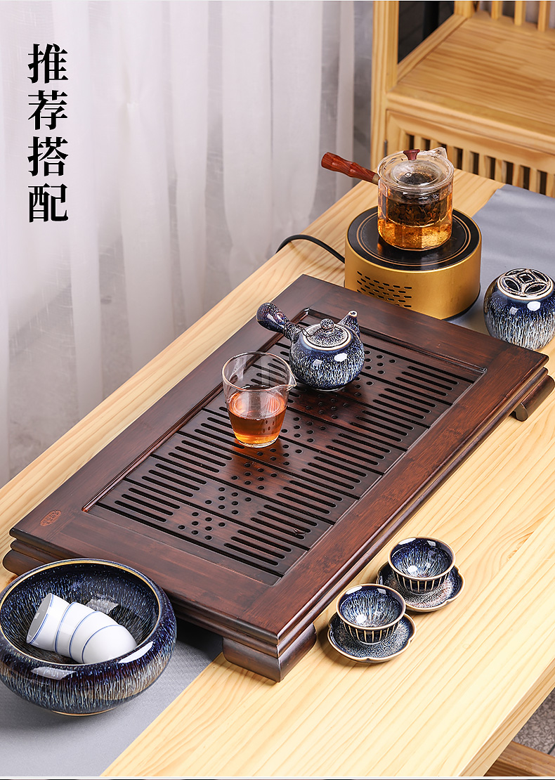 Bamboo tea tray household contracted and I drainage type tray Bamboo kung fu tea tea table drawer rectangle size