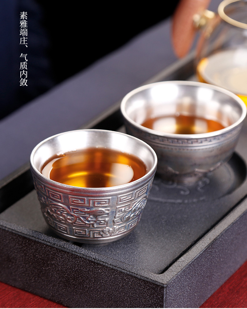 Single cup tea tasted silver gilding silver restoring ancient ways, master kung fu checking ceramic cups a Single large tea cup
