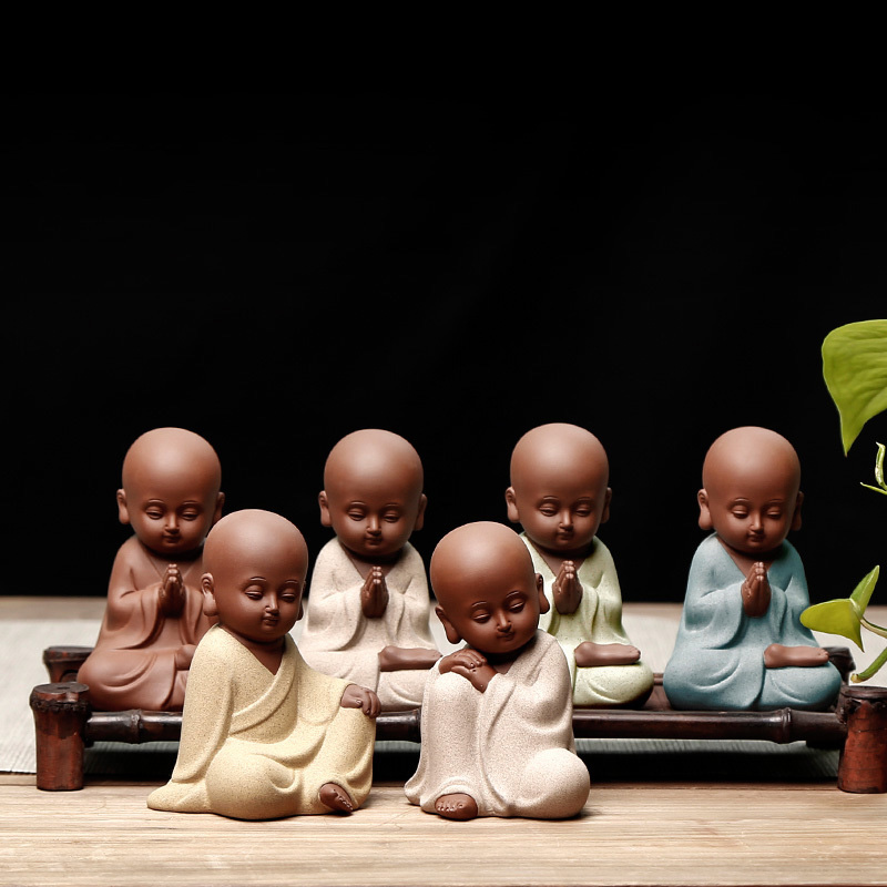 Violet arenaceous the young monk tea pet furnishing articles boutique zen tea taking individuality creative express little novice monk tea tea play ground